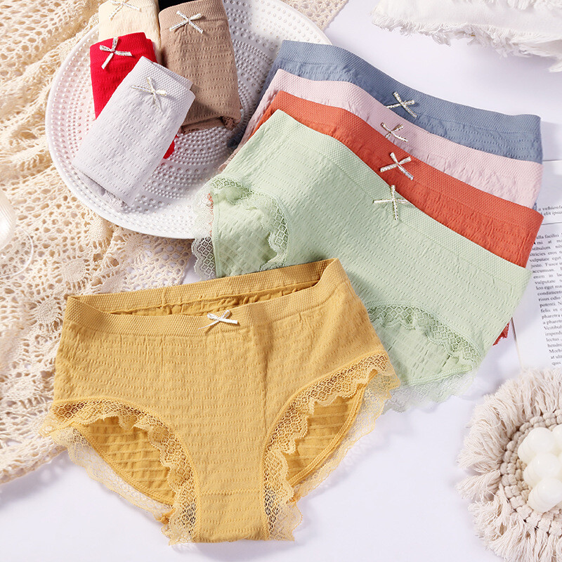 Women’s Solid Color Breathable Graphene Skin-Friendly Seamless Mid Waist Panties