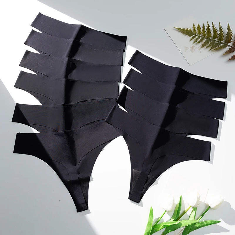 Seamless G String Panties Breathable Low Rise Women’s Black Underwear 10 Pcs