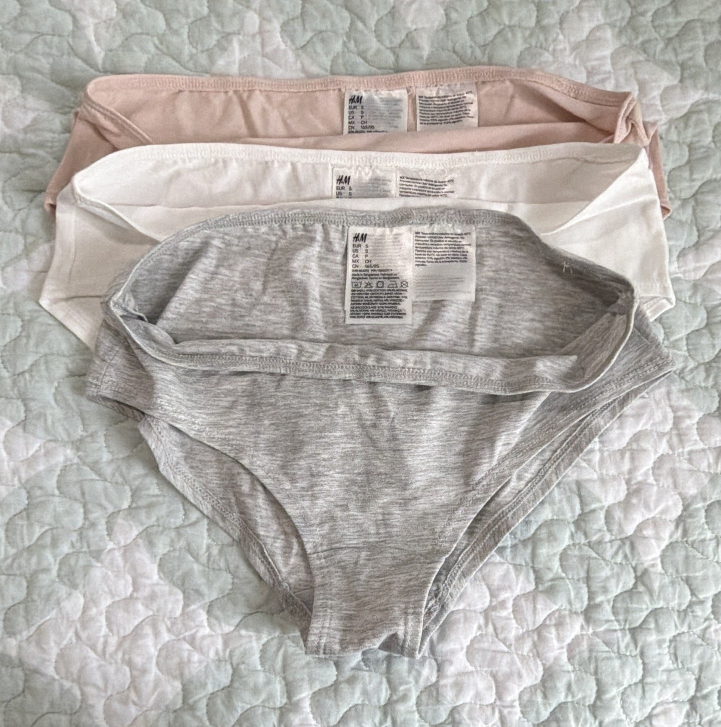 H&M Women’s Hipster Panties 3-Pack Size S Solid Multicolor Stretch