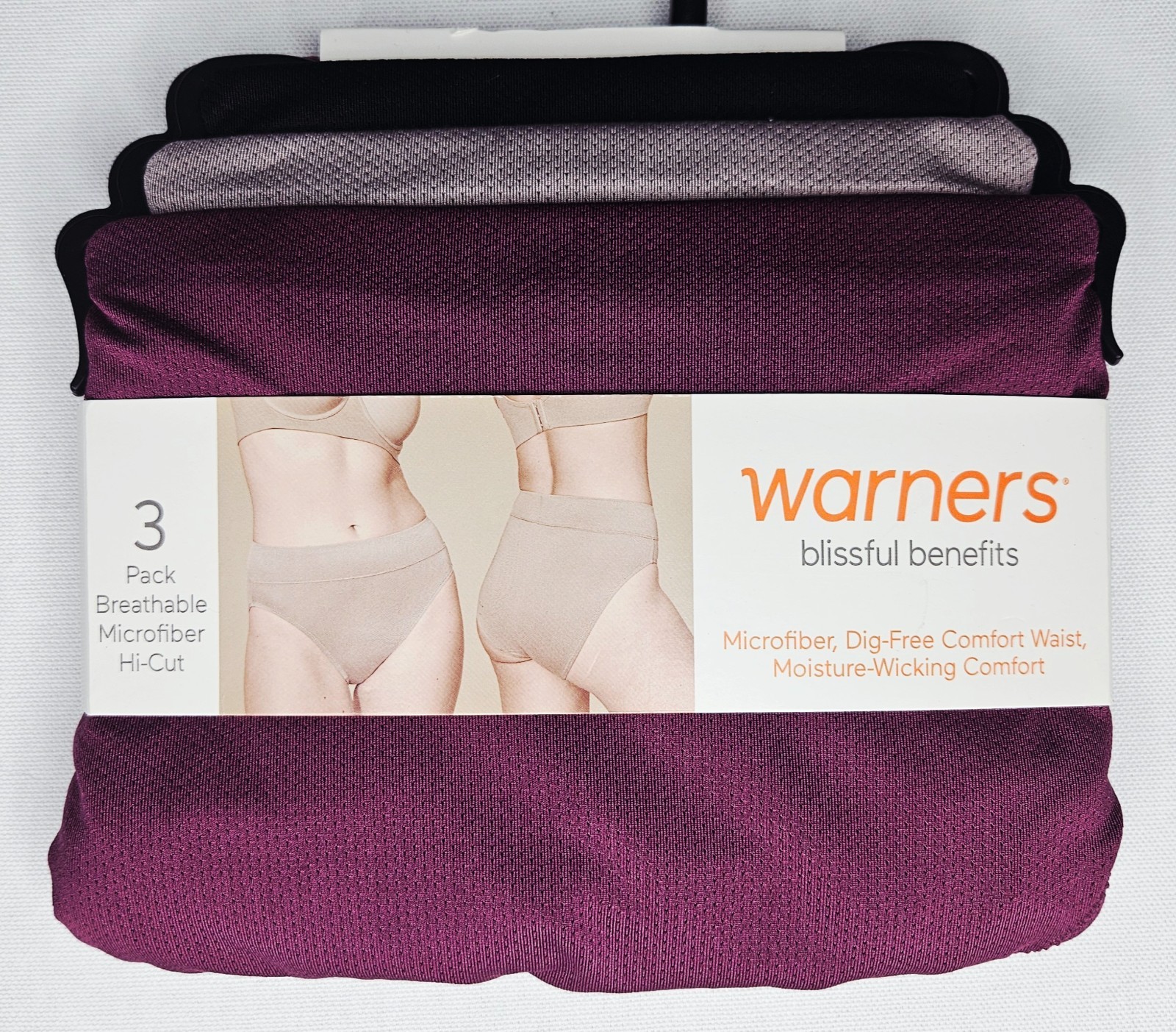 Warner’s Women’s Plus Blissful Benefits Hi-Cut Microfiber Panties 3pk 2XL