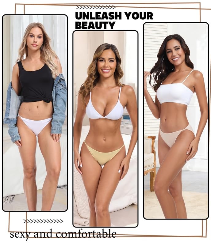Women’s High Cut String Bikini Underwear Soft Modal Low Medium 3*white 3 packs