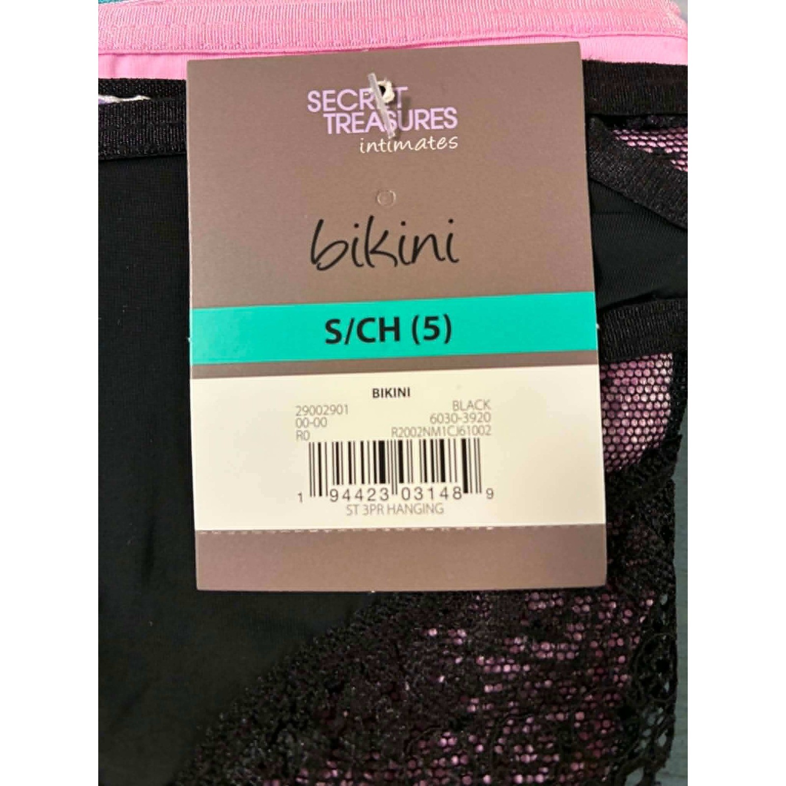 Secret Treasures Intimates Bikini Panties 6 Lace Mesh Black Teal Pink S 5