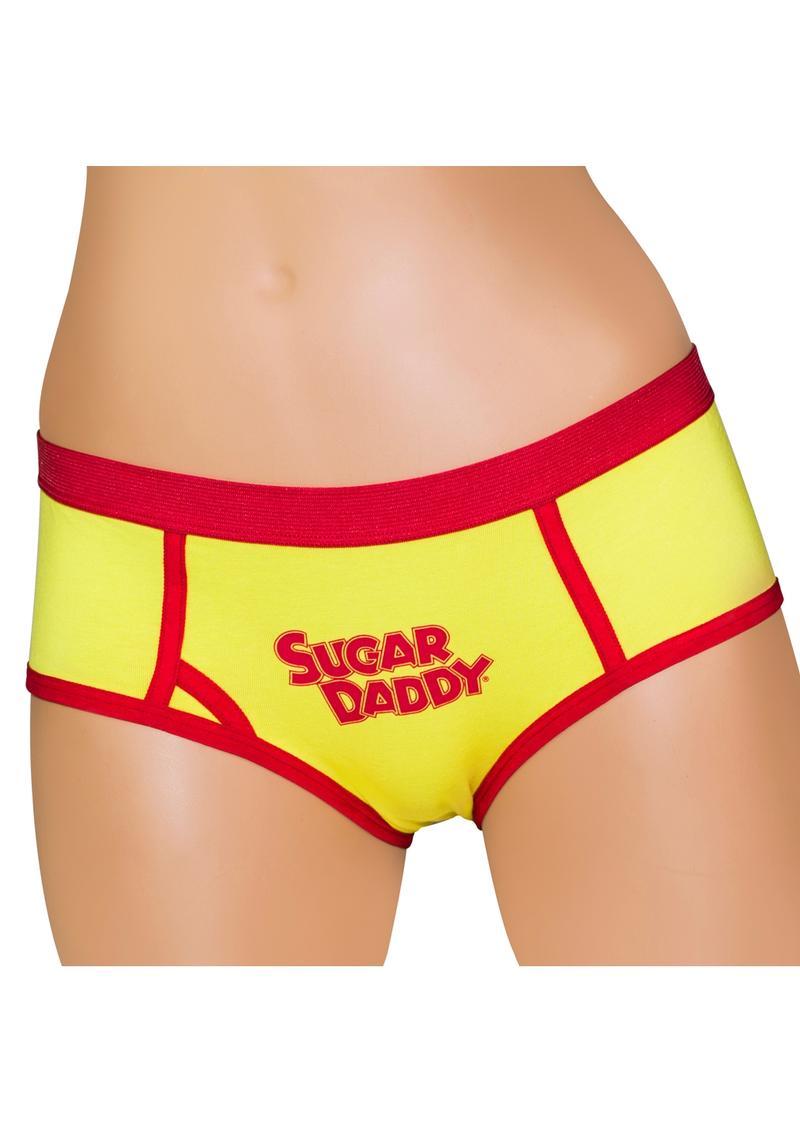 Sugar Daddy Boyshort Large Candy Pantie Yellow Red w/ Logo Shortie Lingerie Gift
