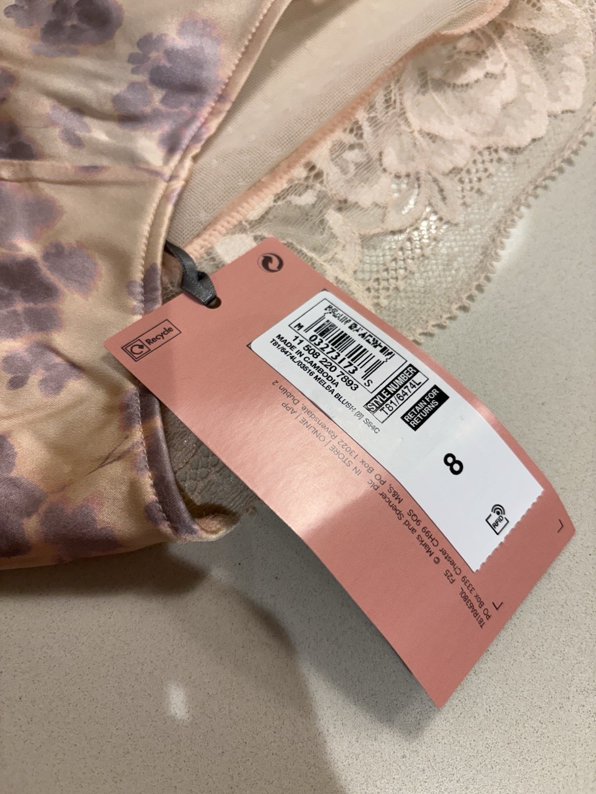 M&S ROSIE FOR AUTOGRAPH SILK & LACE HIGH LEG KNICKERS SIZE 8 BNWT Melba Blush