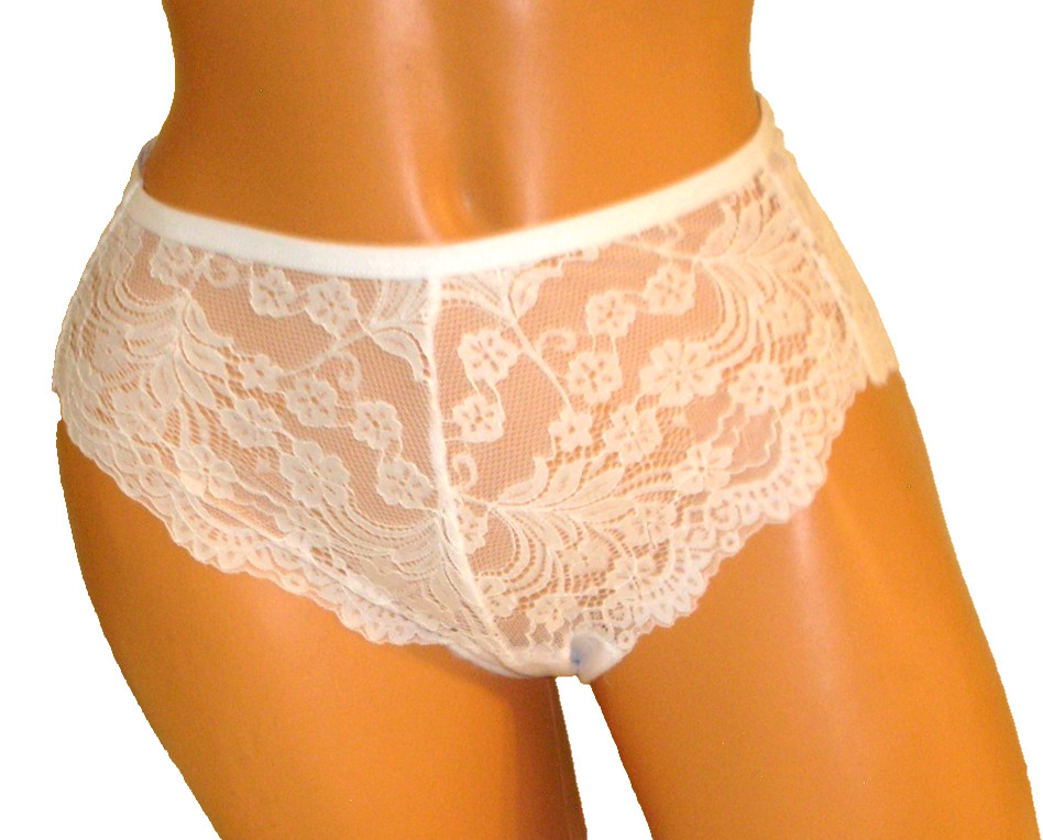 Panties Lingerie White Lace Brief 0XL Adult Gift