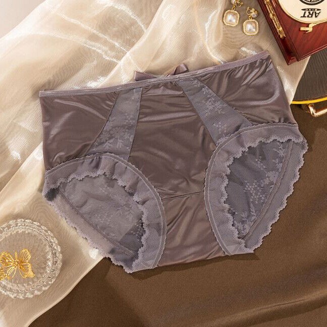 6 Packs Lot Womens Silky Satin Panties Briefs French Lace Sheer Back Lingeries