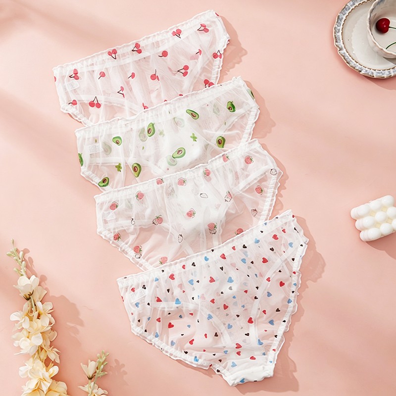 4 Pack Lot Sexy Womens See Through Sheer Panties Brief Ladies Underwear Lingerie