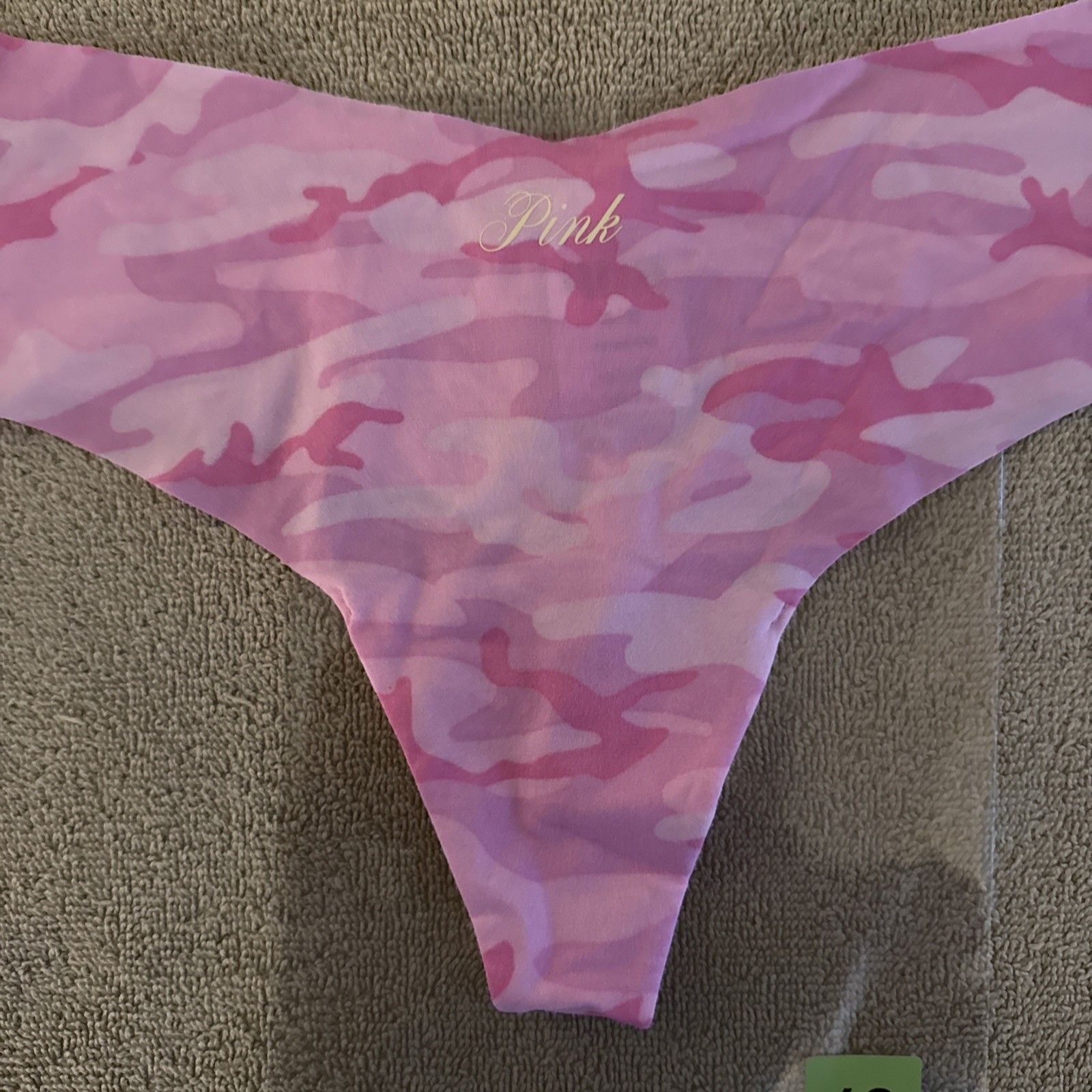 Pink By Victorias Secret Medium Pink Camo Noshow Thong Panties