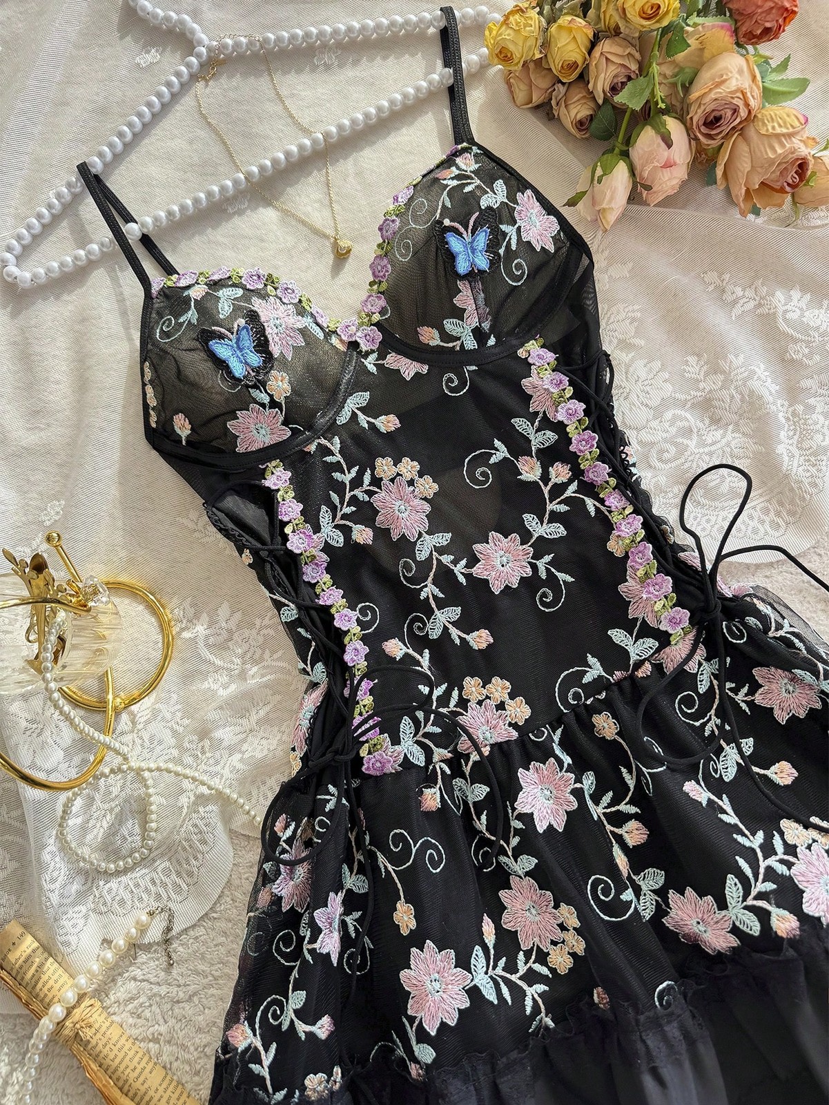 Andrea Bello Ditsy Floral Ruffle Collar Button Up Pyjama Set Cheap24
