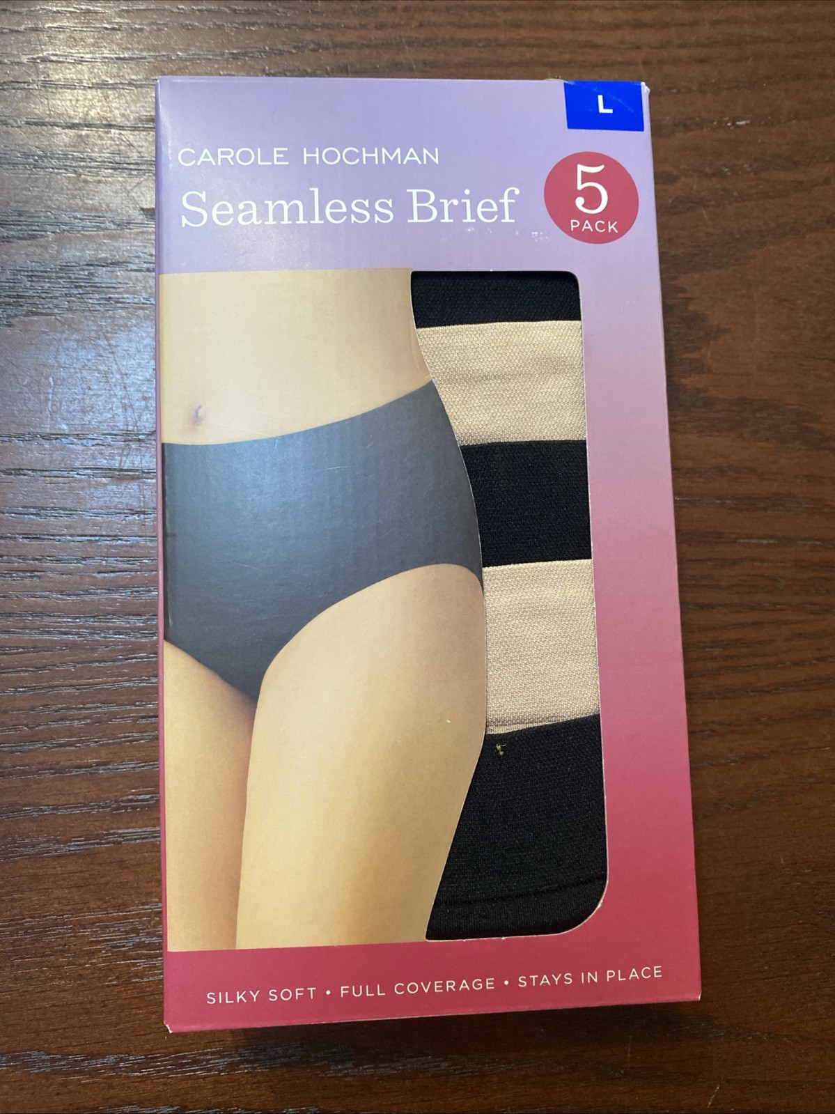NWT CAROLE HOCHMAN 5 PK MULTI COLORED SILKY SOFT FULL COVERAGE BRIEFS SZ L #299C