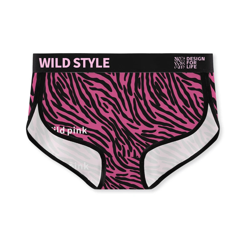 Leopard Print Brief Panties Mid Waist Breathable Soft Comfortable Underwear
