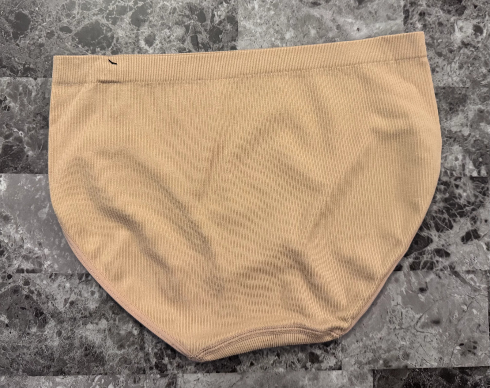 NWT GAP BODY BEIGE RIBBED STRIPE LOGO HARDWARE STRETCH SEAMLESS BRIEF PANTIES