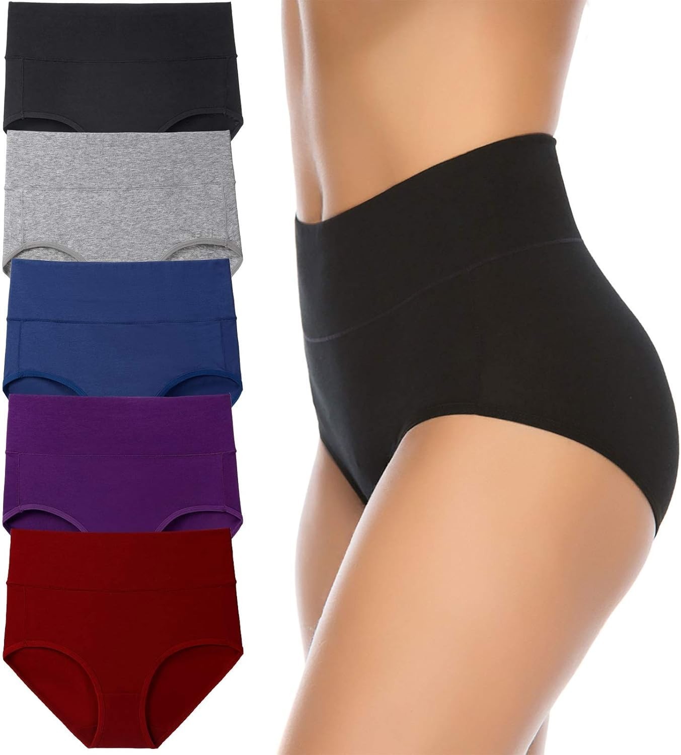 Women’s High Waist Cotton Underwear Soft Brief Panties Regular and Plus Size