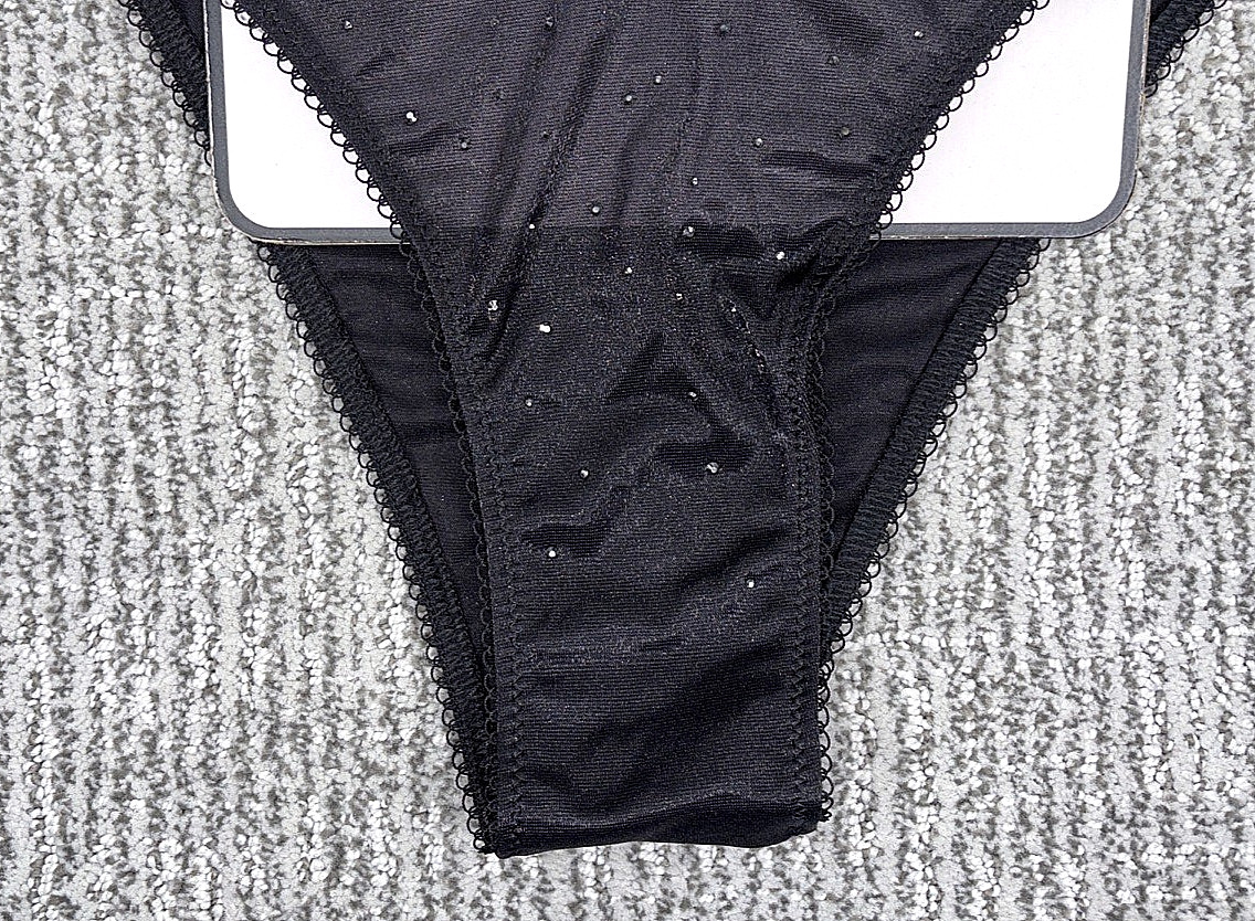 Victoria’s Secret Dream Angels NWT Small Black Crystal Shimmer Brazilian Panty