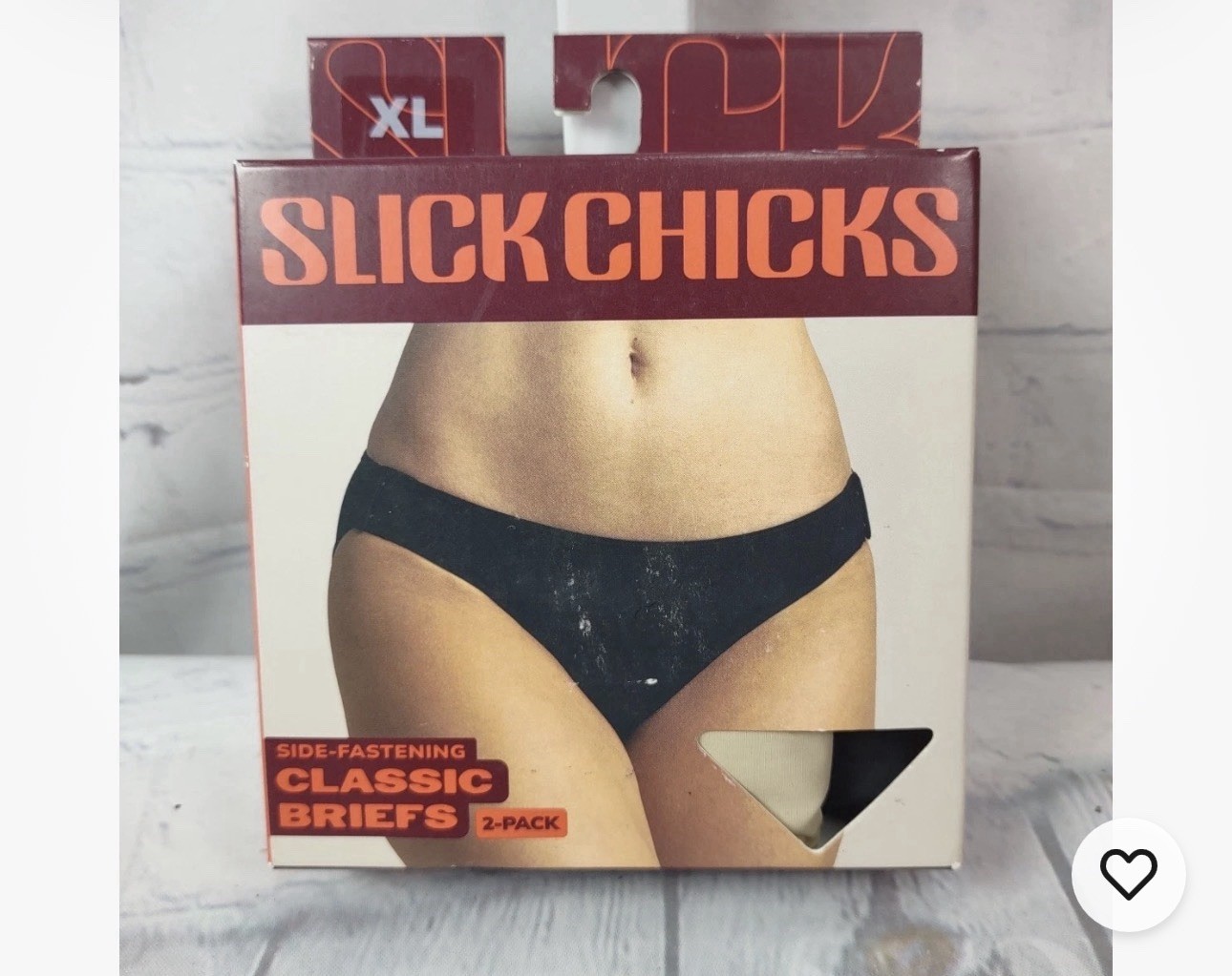 SLICK CHICKS 2 Pack Classic Brief Panty BEIGE and BLACK Sz XL Side Fastening