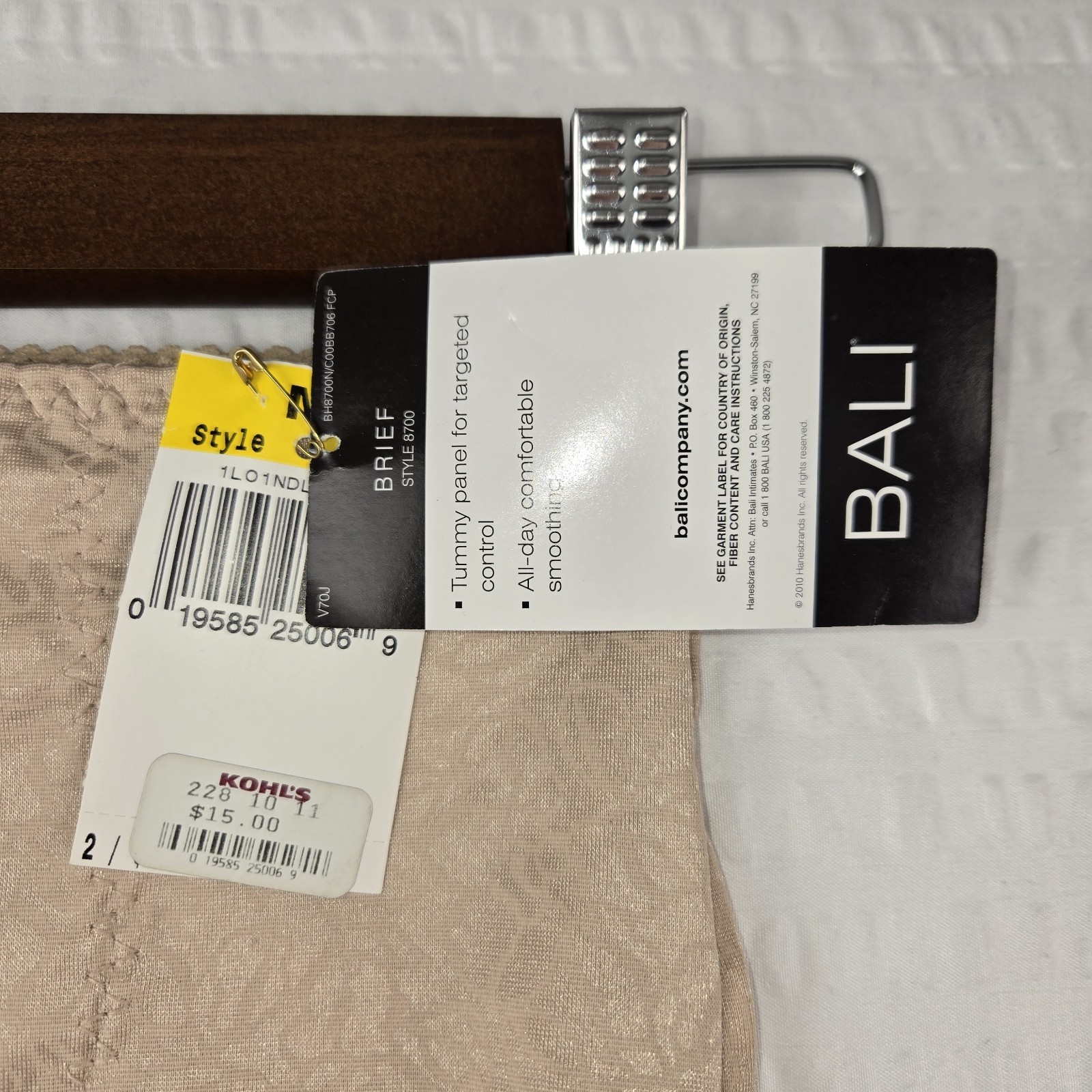 NEW Bali Light Control Tan Floral Satin Panties Briefs Flattens Tummy Shapewear