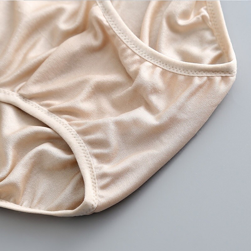 2 Pairs Women Silk Panties Briefs Lingerie Knickers Underwear Solid Comfy Soft