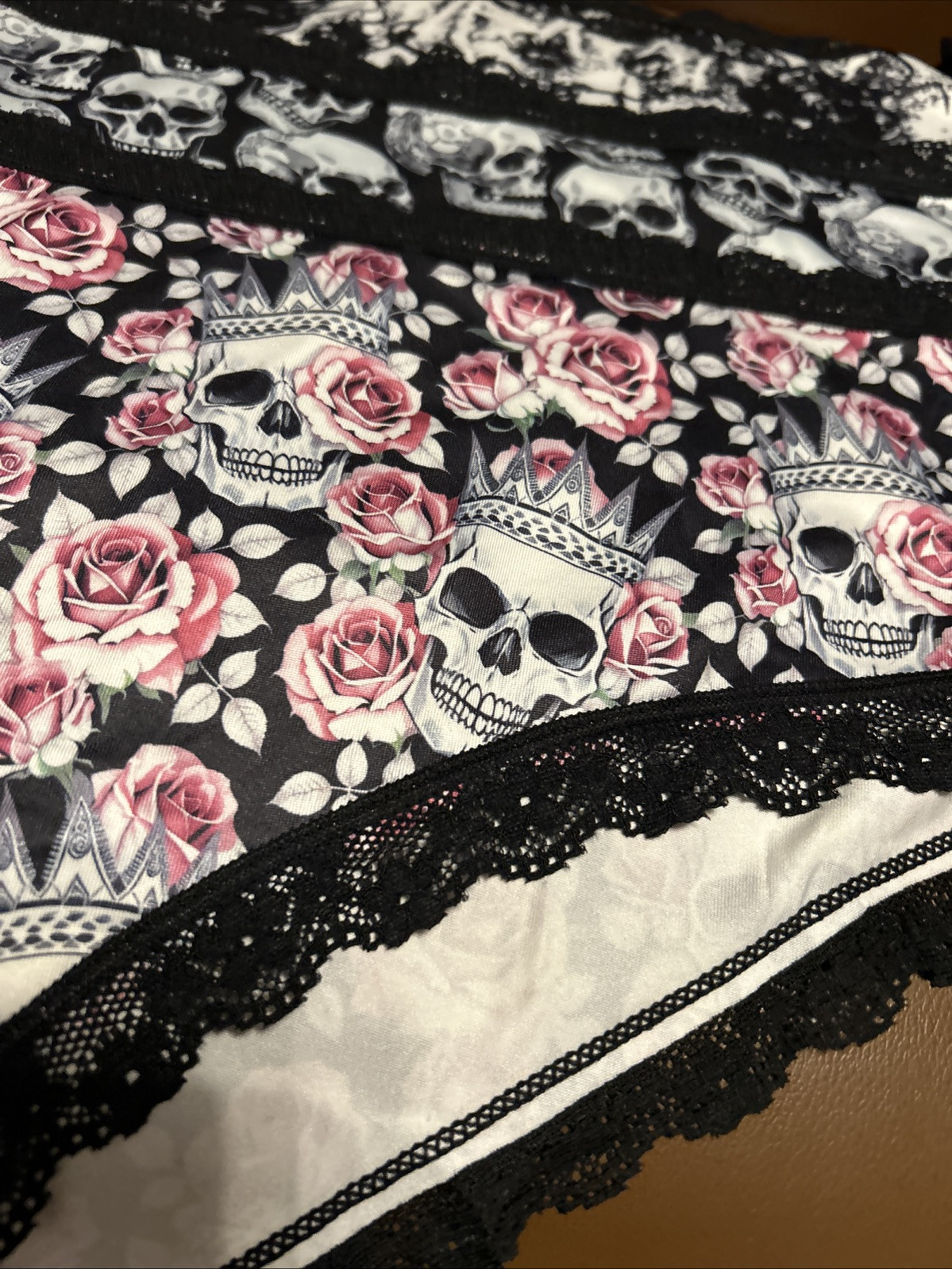 Morvia 3pk lace trim goth panties 3XL Plus Size skulls & Flowers Underwear