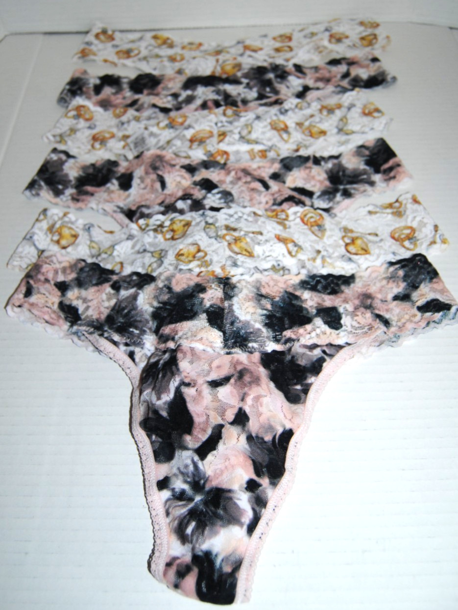 HANKY PANKY SIGNATURE LACE ORIGINAL RISE THONG SET OF 6 ASSORTED COLORS ONE SIZE