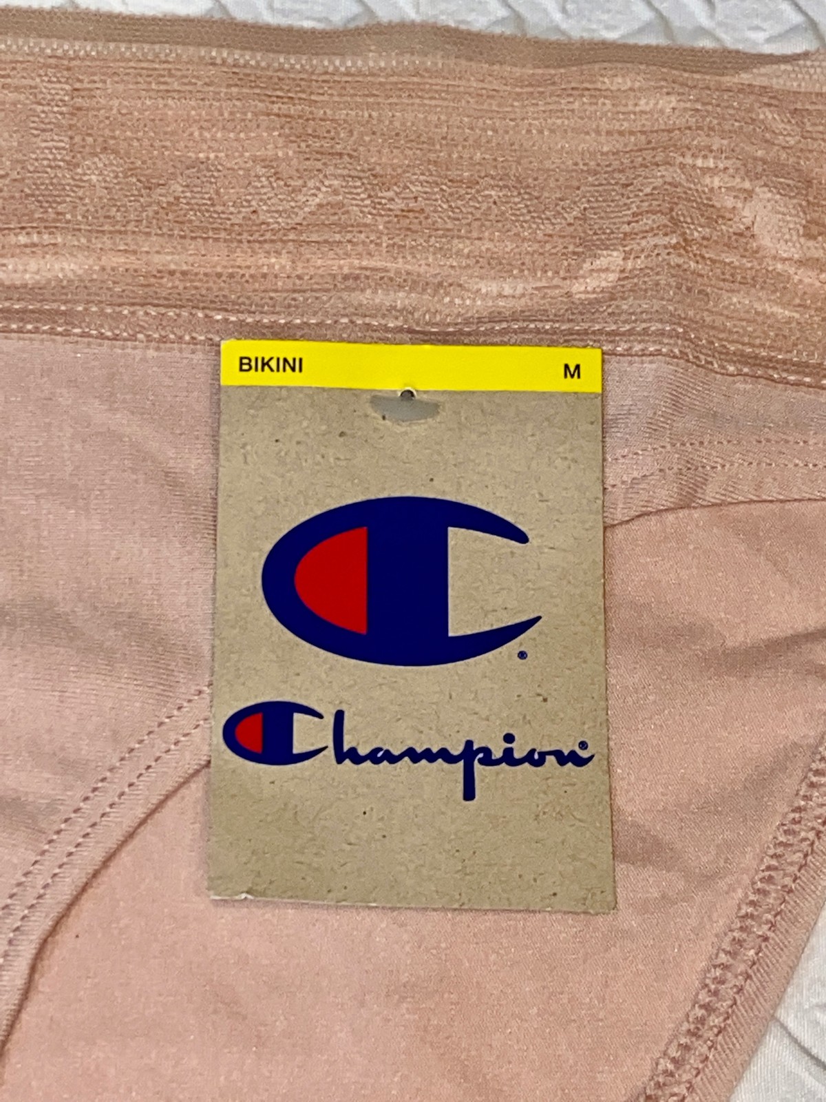 CHAMPION Wide Lace Logo Spiced Almond Pink Bikini Panty Womens S 5 M 6 L 7 XL 8