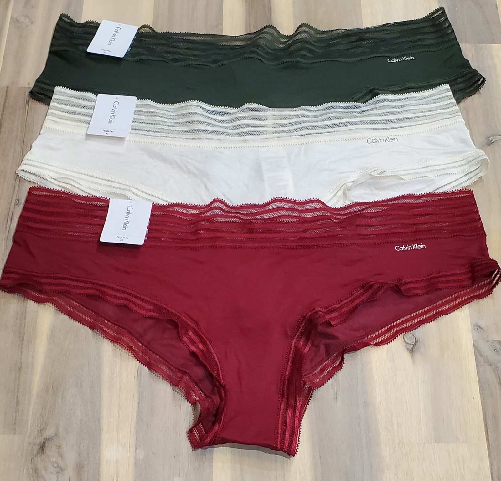 Calvin Klein Women’s Modal Stretch Stripe Waist Hipster Panties 3Pack Sze XLarge