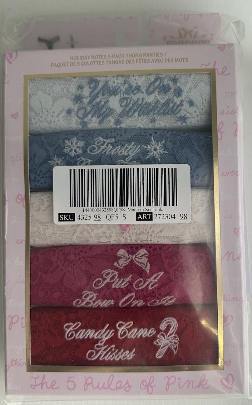 Victoria’s Secret PINK 5-Pack Lacie Thong Panties XSMALL LoveShackFancy NEW