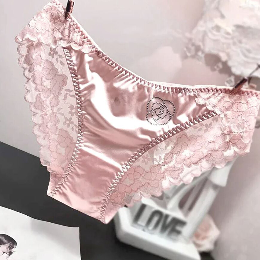 Set Of 6 Sexy Womens Silky Satin Panties Briefs Seamless Sheer Lace Lingeries