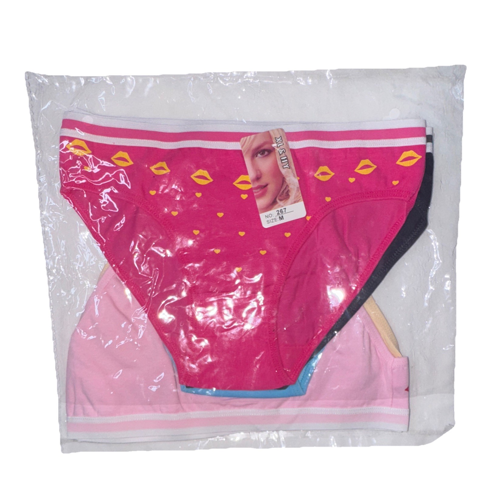 5 pack Women Bikini Panties Pink Hearts Love Theme Underwear Size M Regular