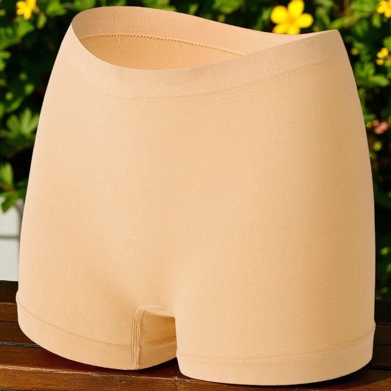 Ladies Plain Underwear High Waist Seamless Stretch Boxer Shorts Hot Pants