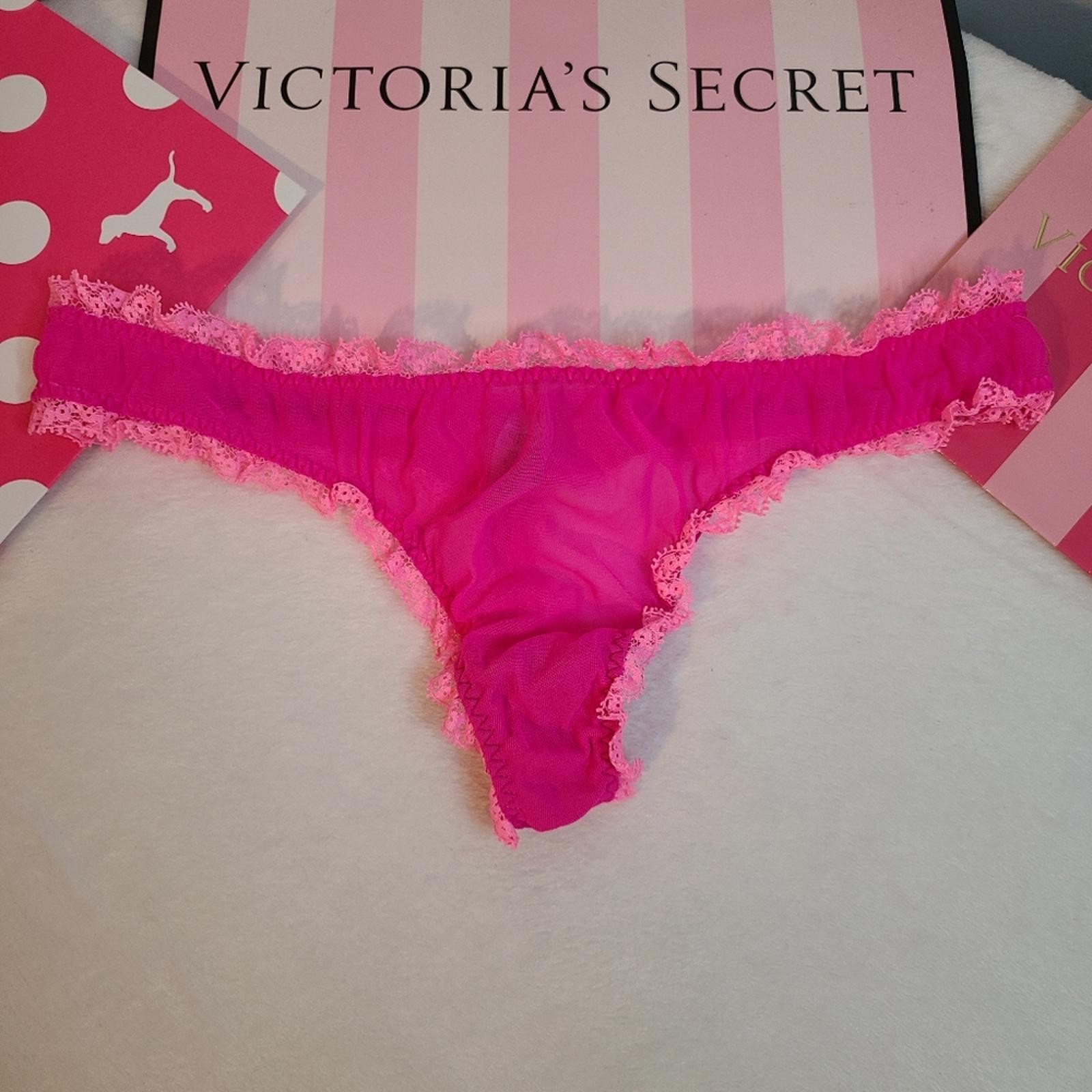 Rare Y2K Victoria’s Secret Sheer Mesh Lace Ruffle Thong Panty Size Sm