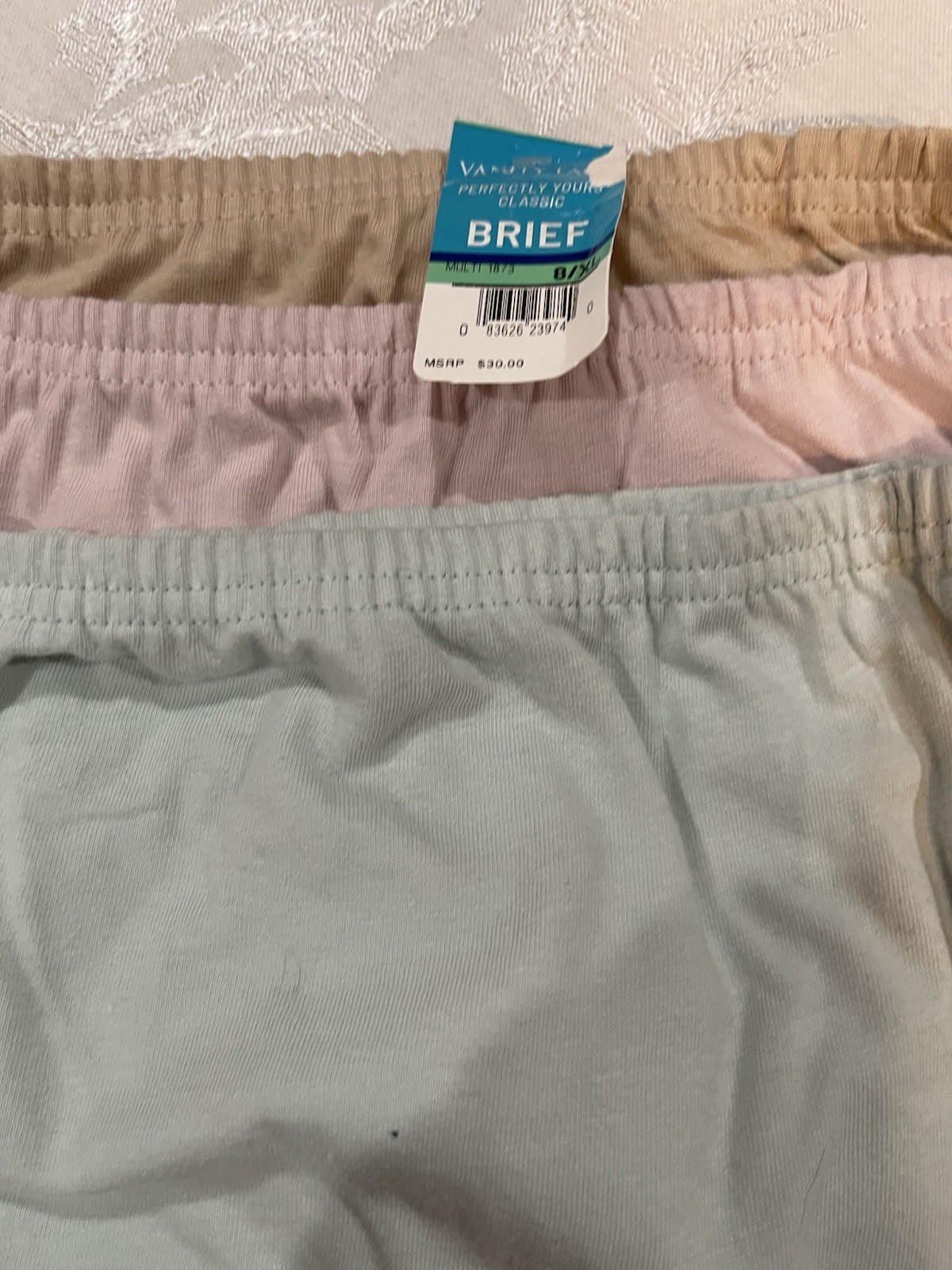 Vanity Fair Size 8 ~ 3 Briefs Cotton Panties 15320 Green Pink Beige