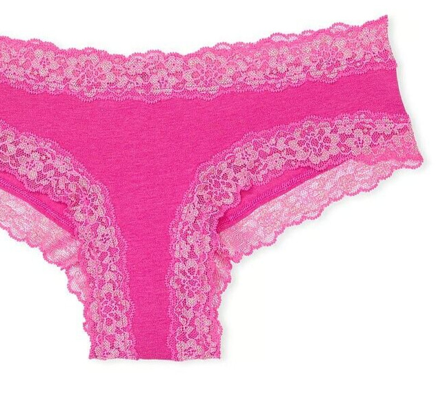 XXL Pink SHIMMER Victoria’s Secret Stretch Cotton Lace-Waist & Leg Cheeky Pantie