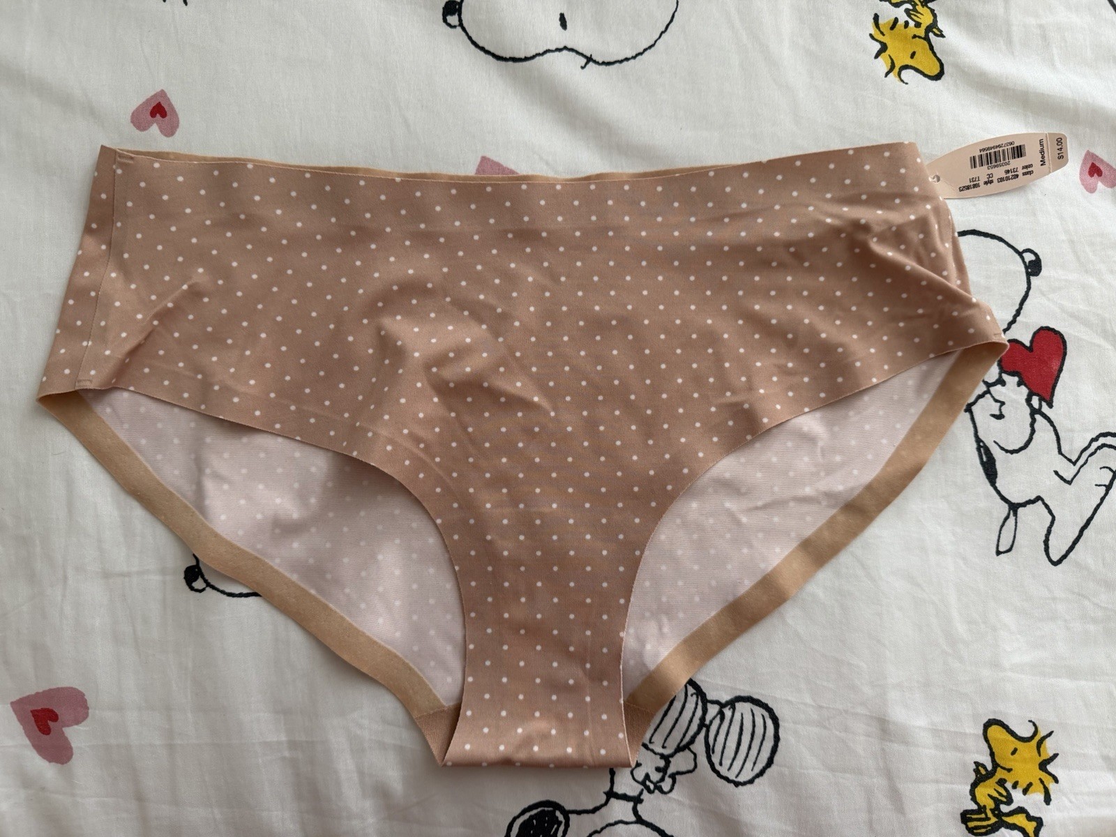 NWT Vintage Victoria’s Secret Nude White Polka Dots Smooth Hiphugger Panty M