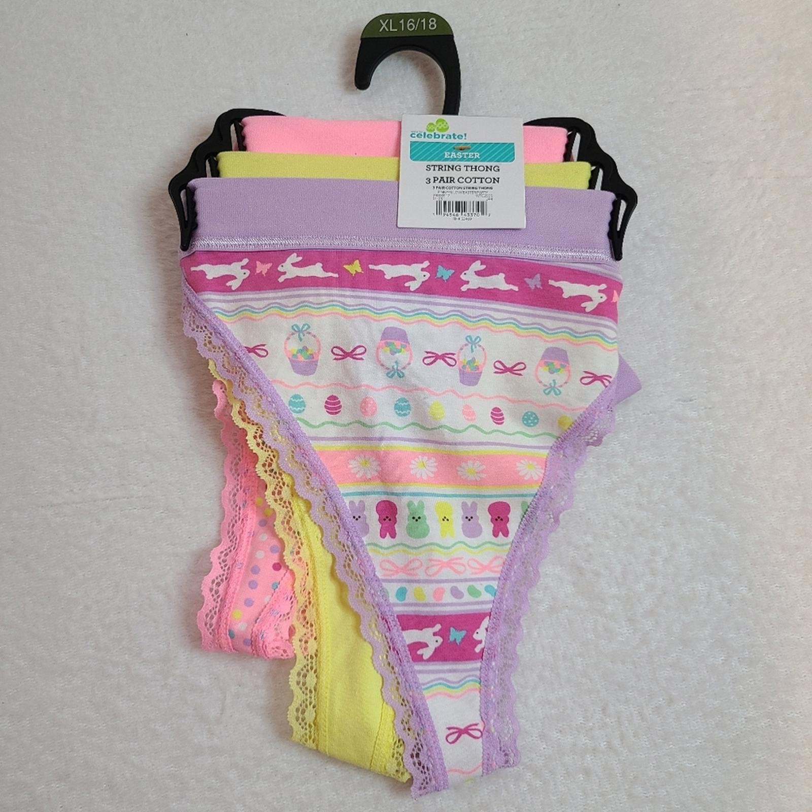 Walmart 3pk Soft Cotton & Lace Easter Thong Panties Size XL