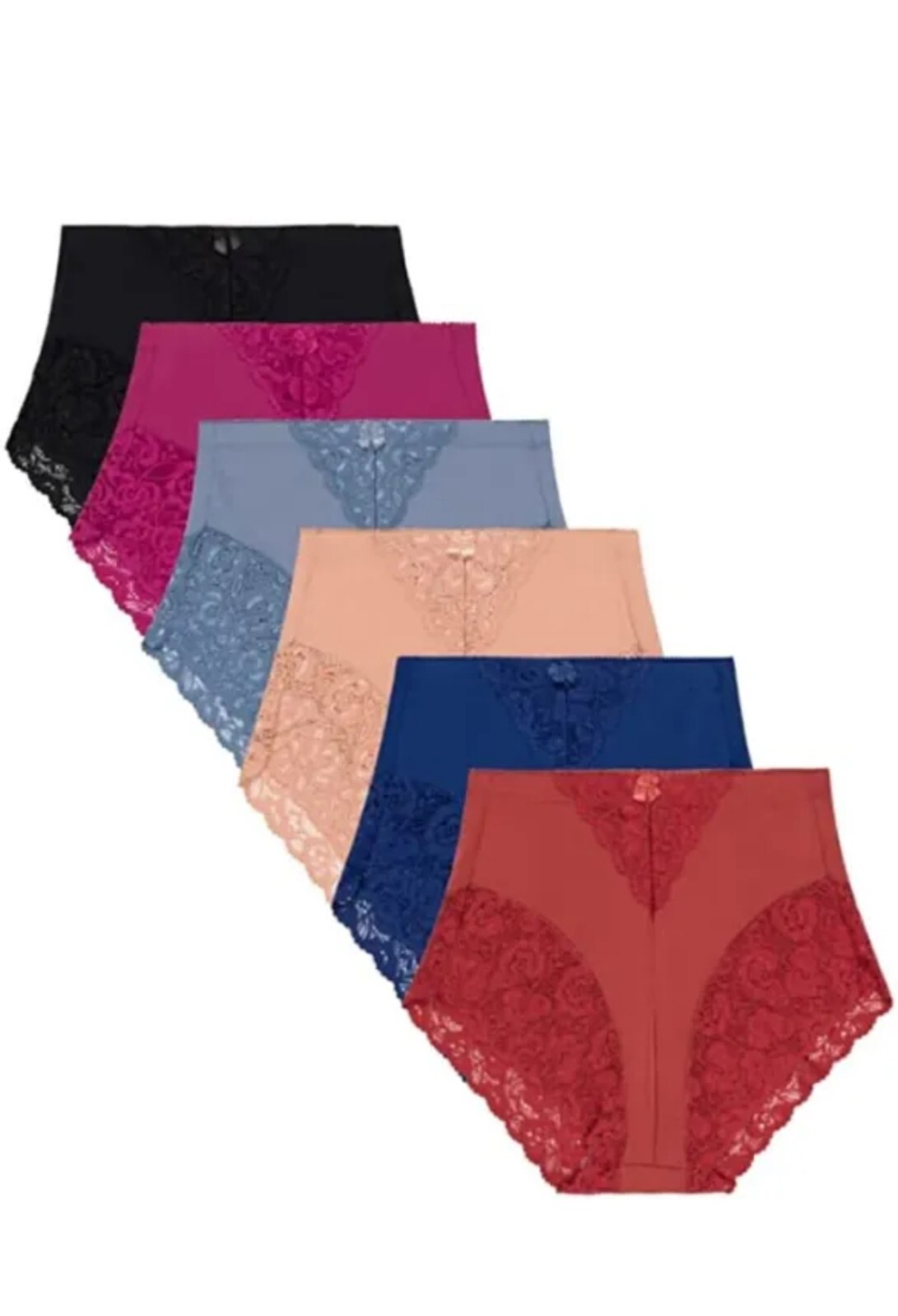 2 ,4 or 6 High Waisted Briefs Tummy Control Girdles Lace Shaper Panties 31 S-5XL