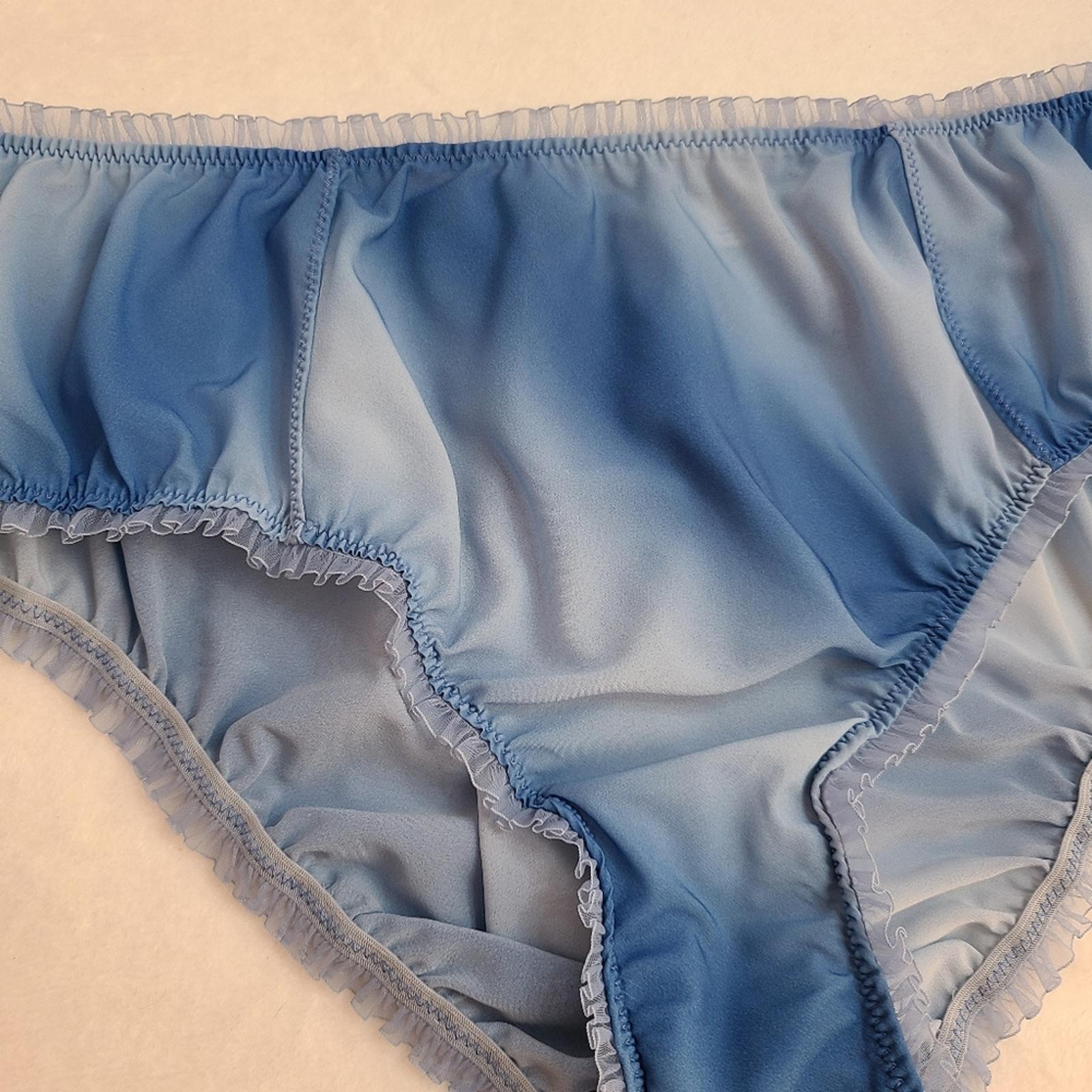 Rare VTG Aerie Cloud Dye Chiffon Ruffle Hipster Bikini Panty Size Lg Blue