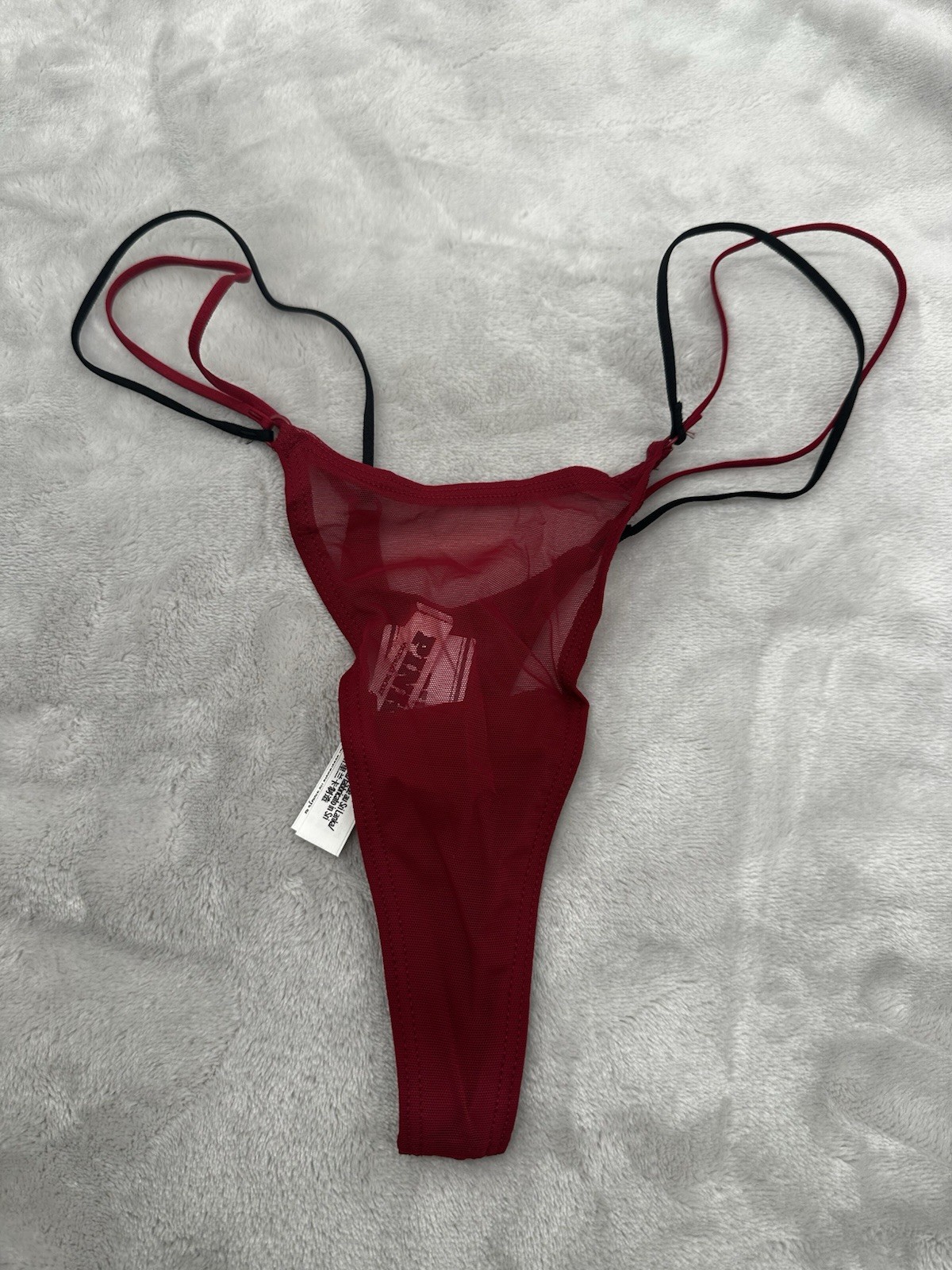💕VICTORIA’S SECRET “PINK” MESH Micro Strappy Thong RED LACQUER X-SMALL