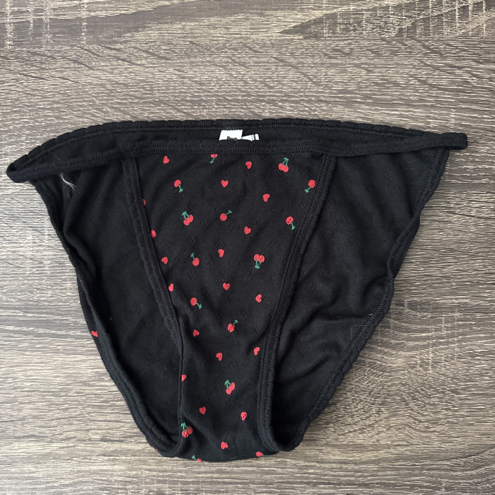 Pink By Victoria’s Secret, Small, Black Cherries, Cotton String, Bikini Panties