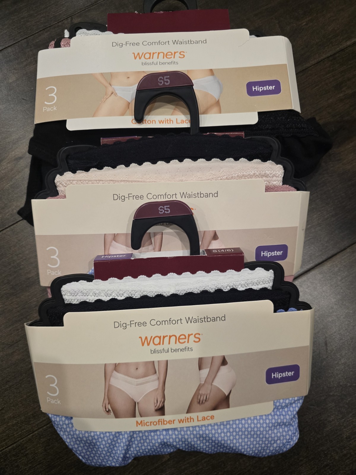 Warner’s Hipster Panties 9 Pc Lot S Cotton Lace Microfiber 3 Packs