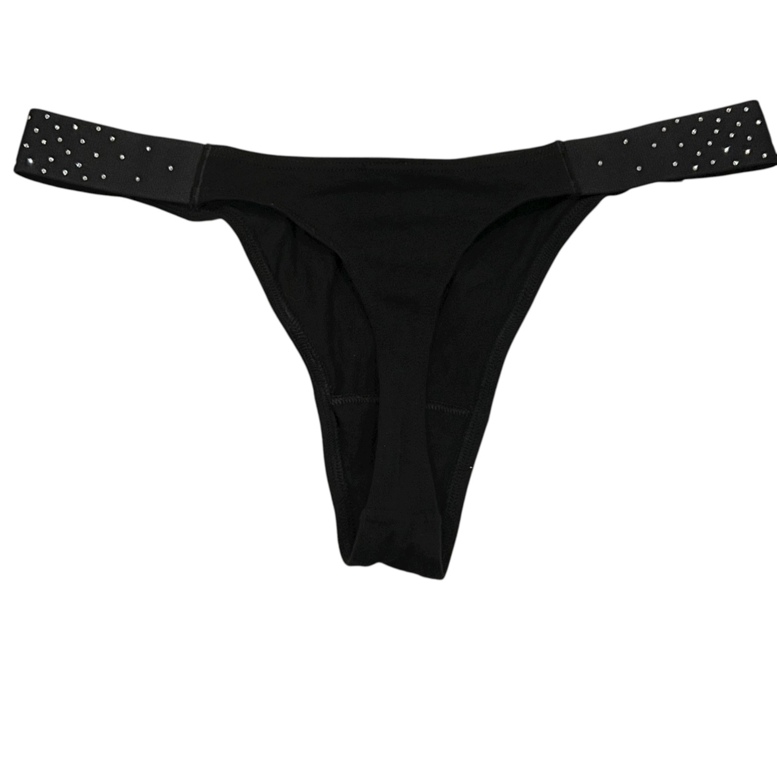 NWT VICTORIA’S SECRET PINK Thong Pantie Sz XS-M-L-XL Black Bling Jersey