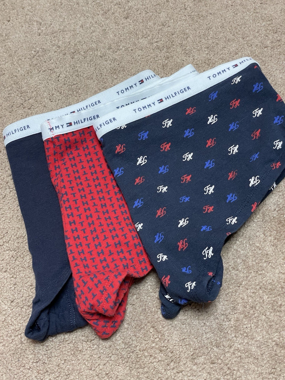 Tommy Hilfiger Red White Blue womens underwear Small 3 Pair