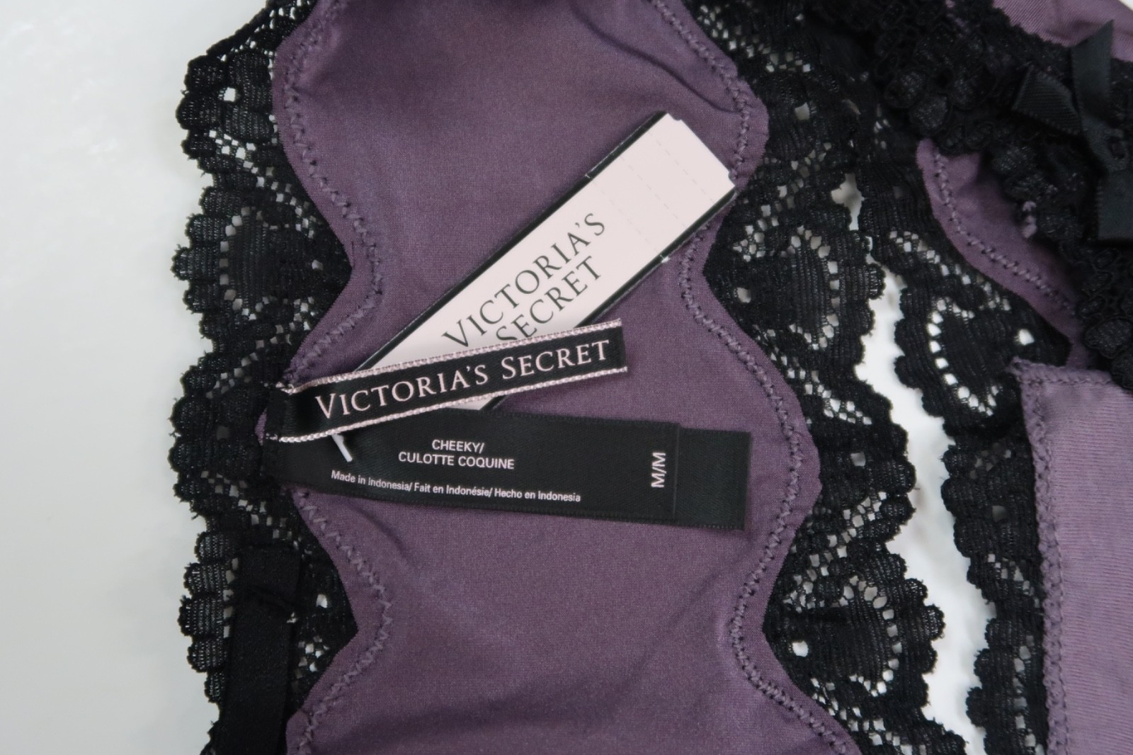 Victoria’s Secret Silky Smooth Lace Strappy Back Purple Mauve Cheeky Panty New