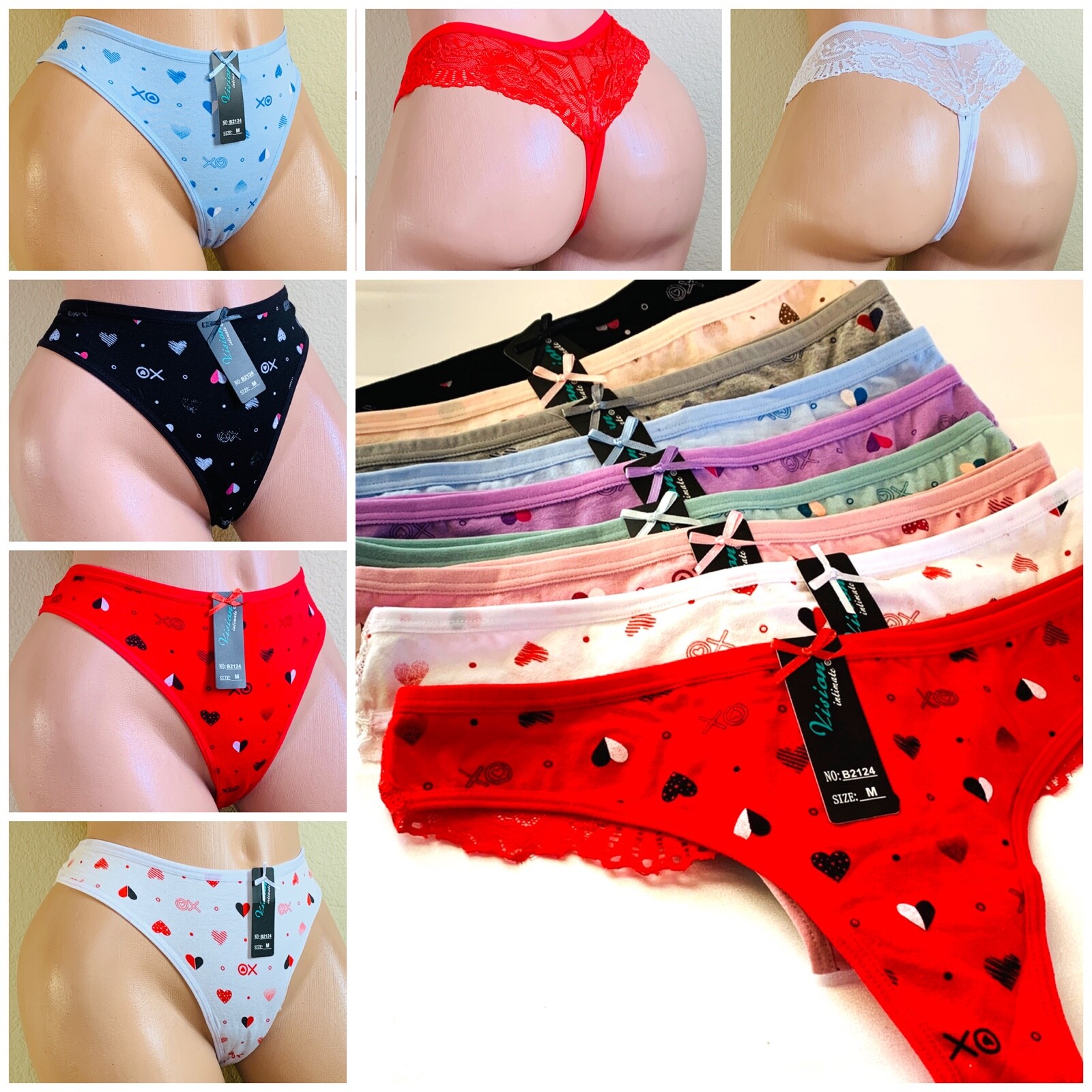 6 or 12 THONGS TANGAS LACE SEXY Panties Undies 95% COTTON ACTIVE WEAR 2113 S-XL