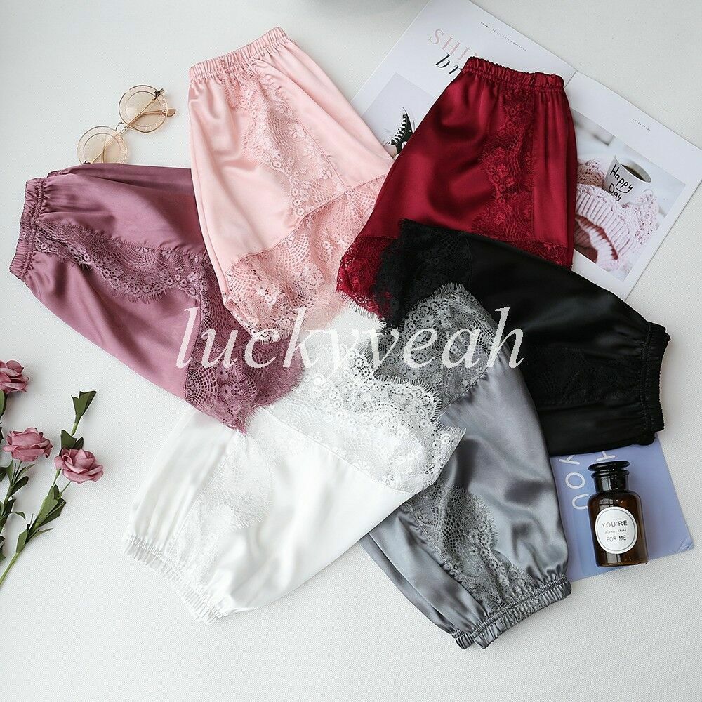 HOT Ladies Satin French Knickers Trim Liner Shorts Sleepwear Nightwear Pantie NE