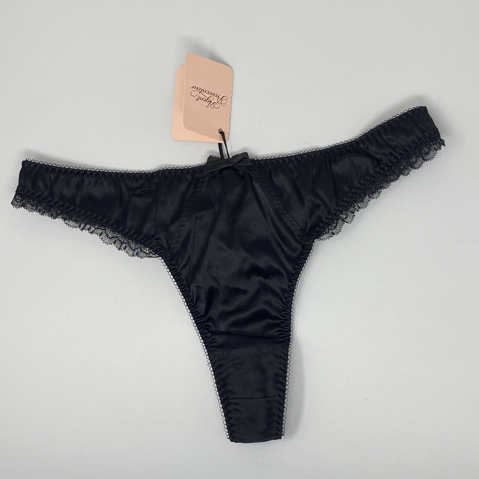 Agent Provocateur Felinda Black Silk Thong AP2 Small NWT