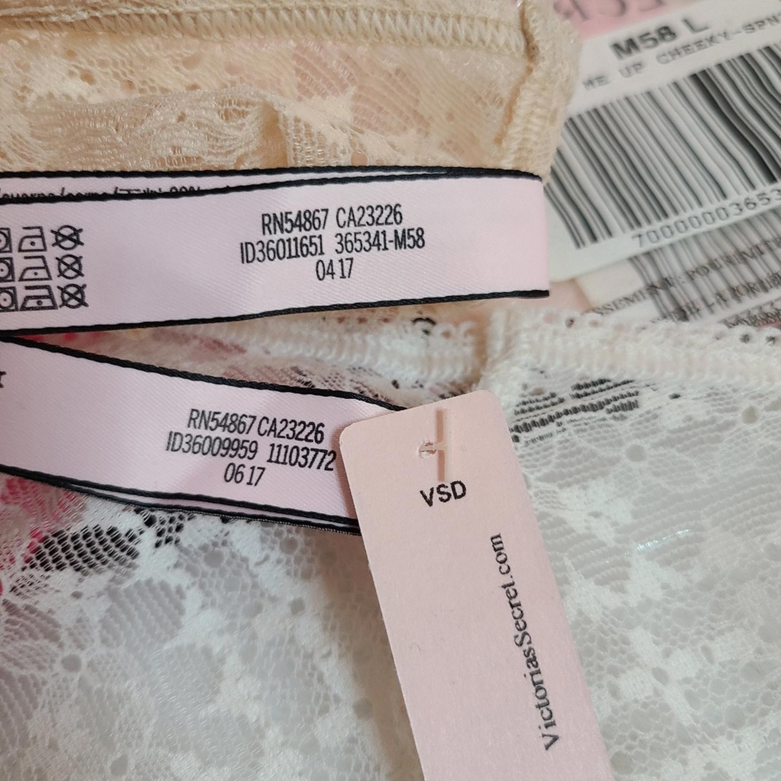 Victoria’s Secret 2pk All Over Lace Cheeky Panties Size Lg Nude White