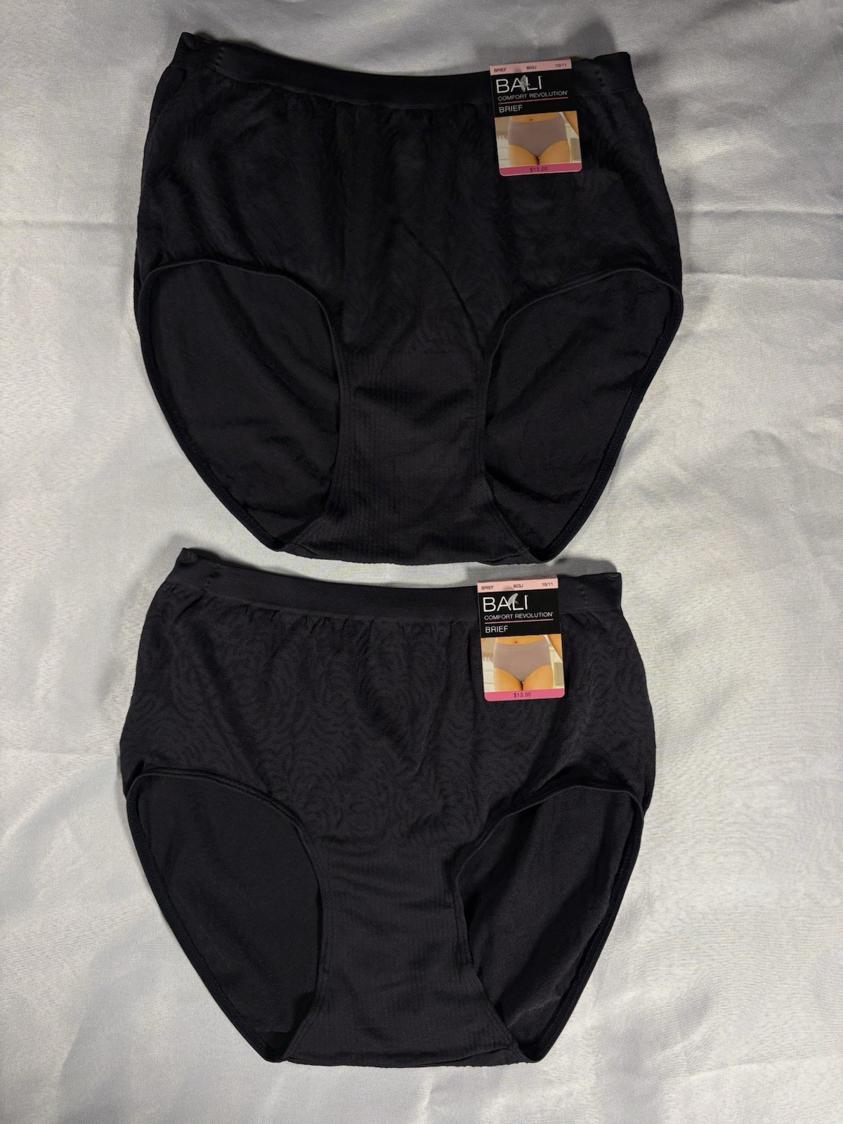 NEW Bali Comfort Revolution Seamless Black Brief 2 Pair DF803J Women Size 10/11