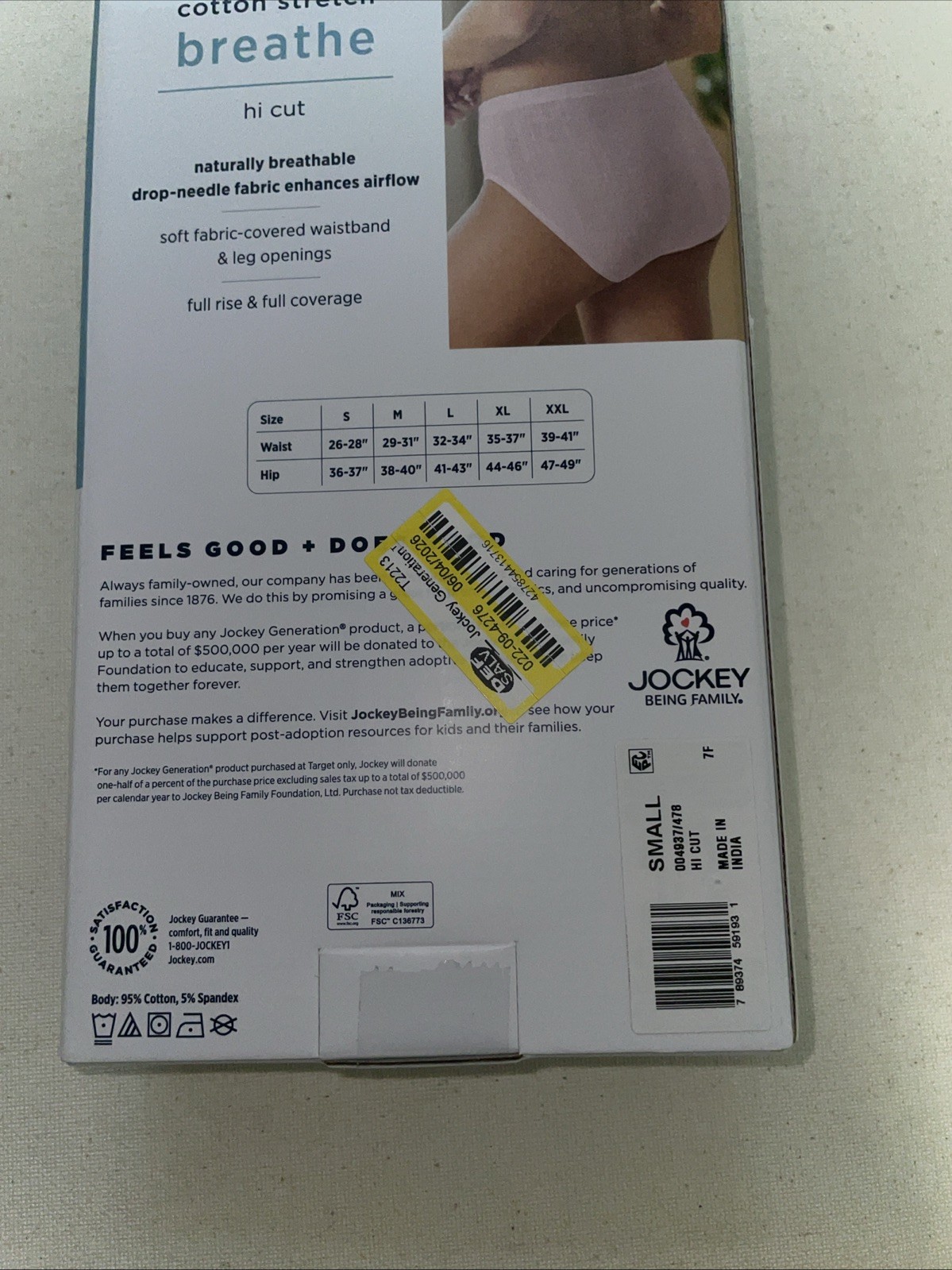 Jockey Women’s Brief Panties Cotton Stretch Hi Cut Small 4 Pair Brand New In Box