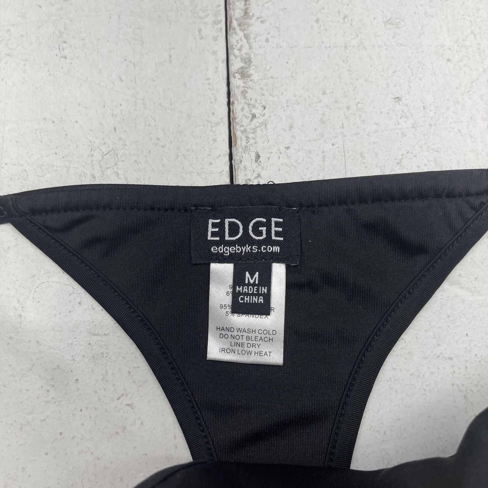 Edge Bikini Thong Bottom Womens Medium Black Micro String Minimal Coverage