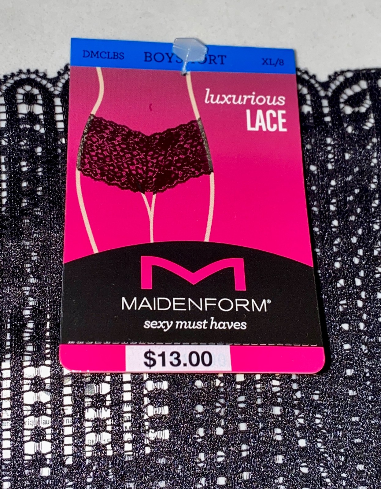MAIDENFORM Sexy Must Haves Black Luxe Lace Cheeky Boyshort Panty Womens S M L XL